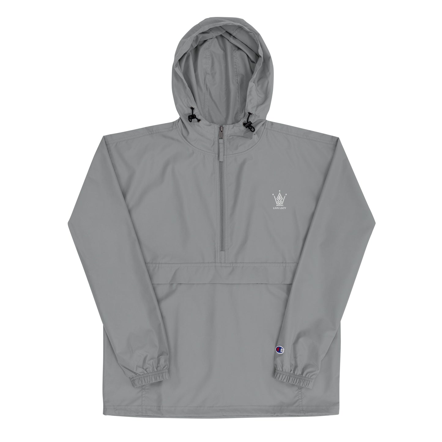 Embroidered Marble Grey Emblem Champion Packable Jacket