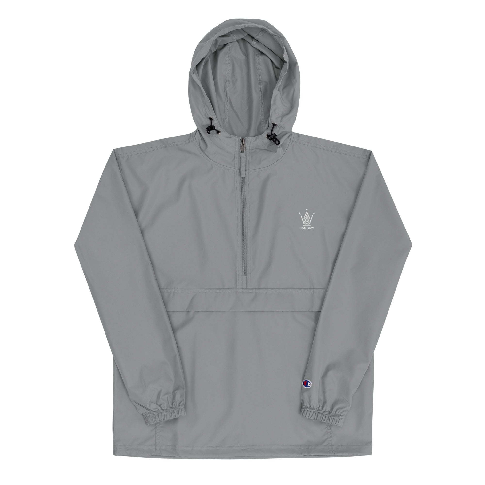 Embroidered Marble Grey Emblem Champion Packable Jacket