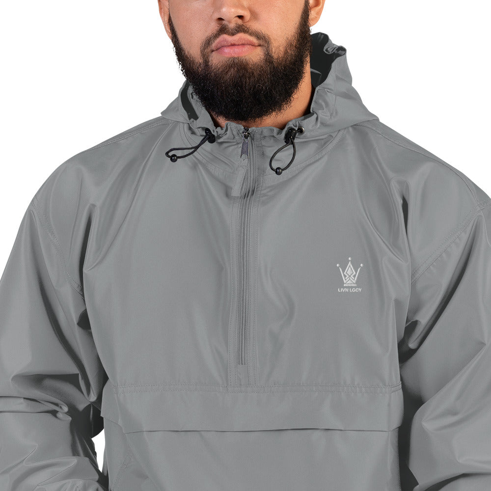 Embroidered Marble Grey Emblem Champion Packable Jacket