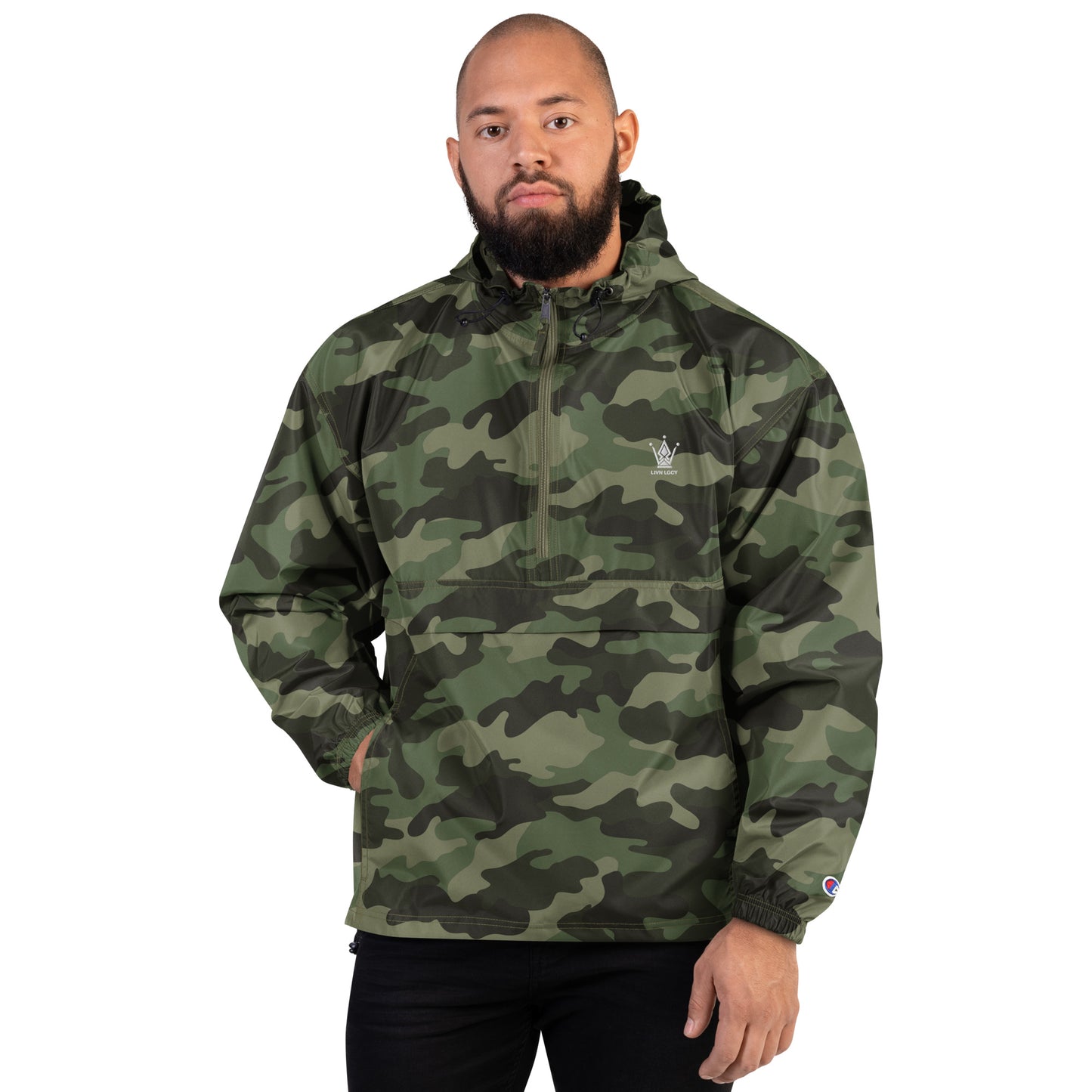 Embroidered Camouflaged Emblem Champion Packable Jacket