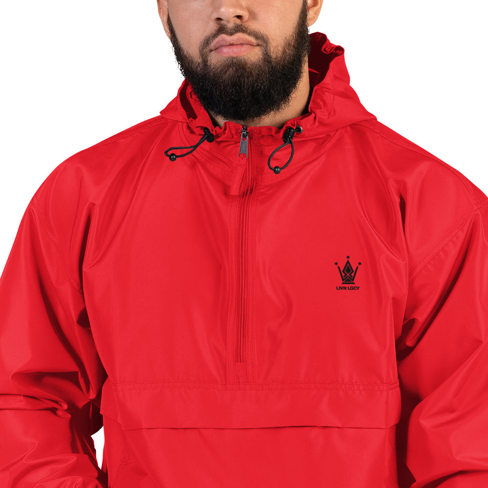 Embroidered Gradient Ruby Red Emblem Champion Packable Jacket