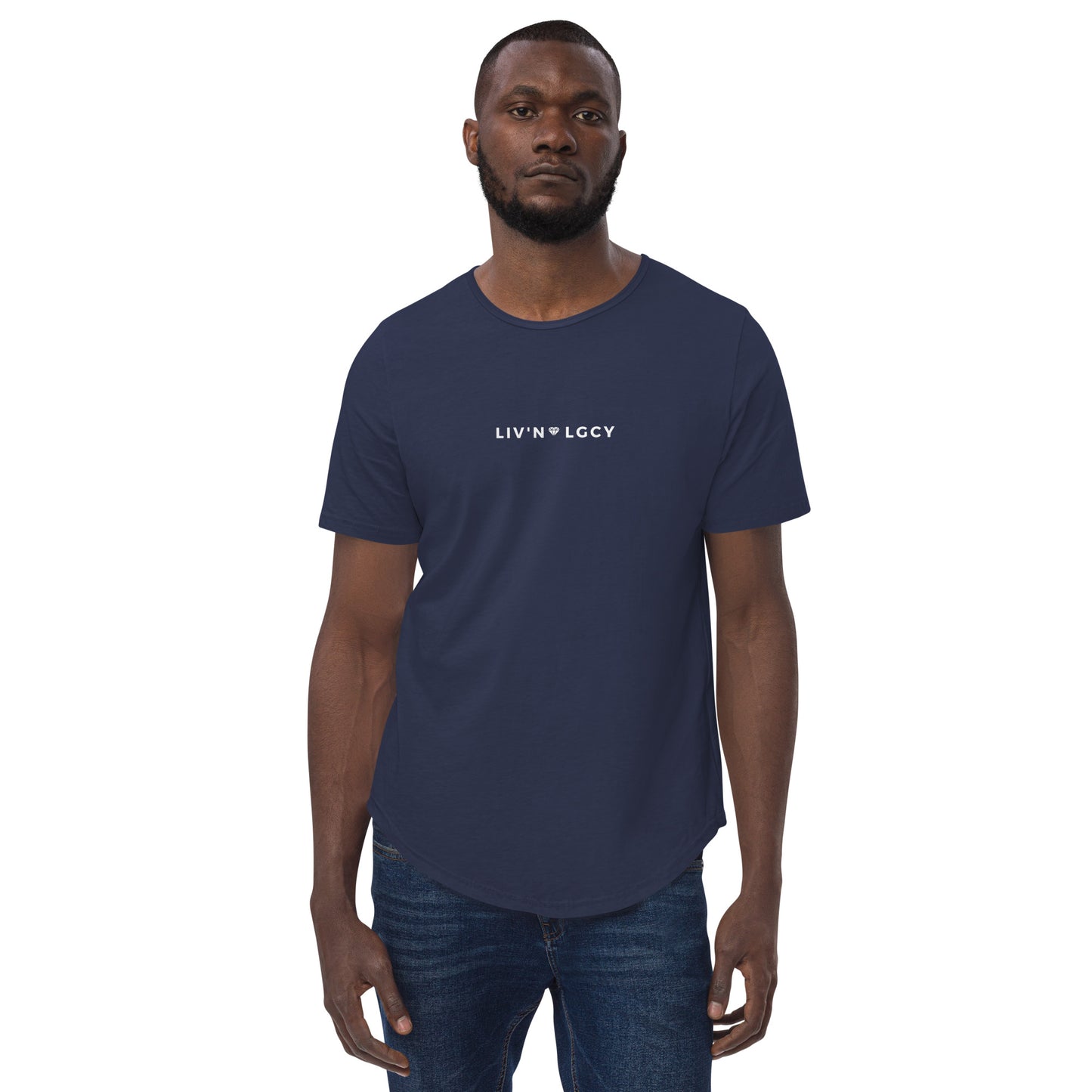 Dark Navy Blue Liv'n Legacy Curved Hem T-Shirt
