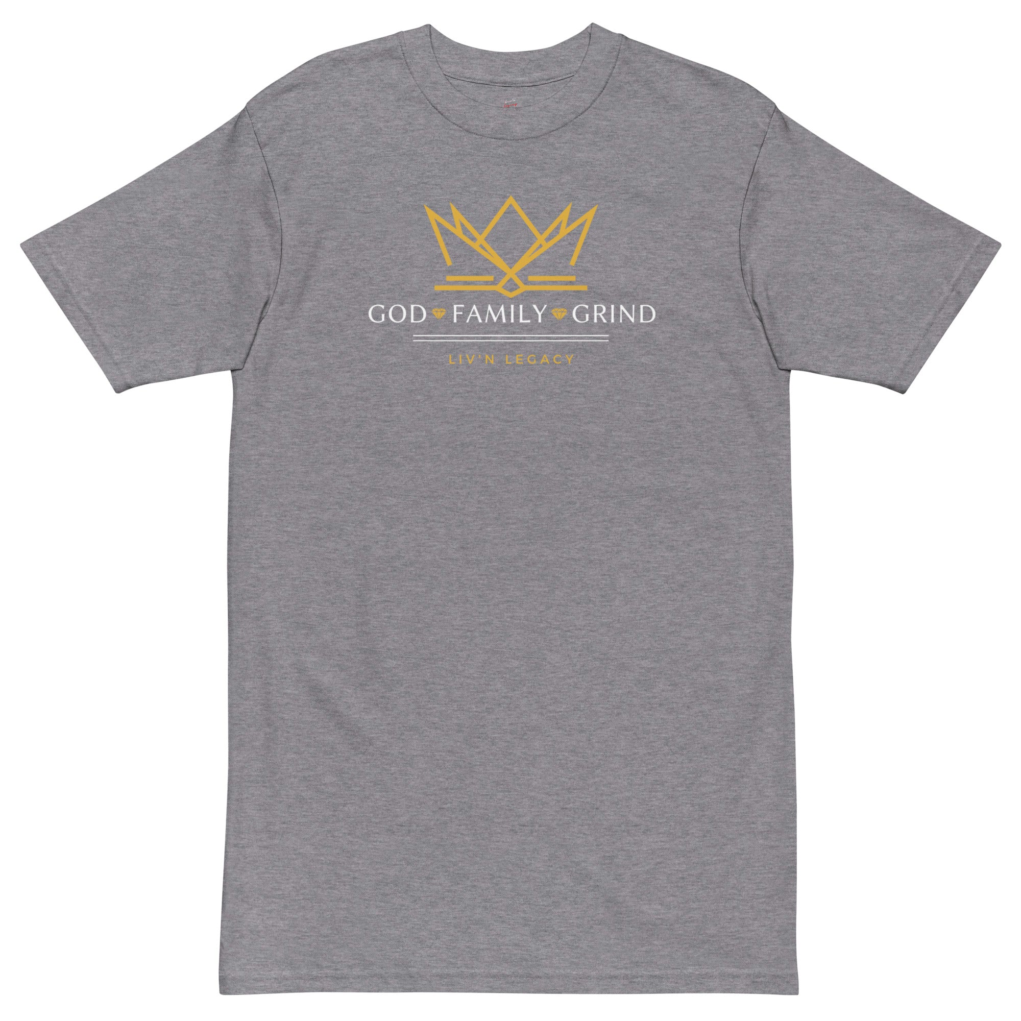 God, family, grind premium heavyweight tee
