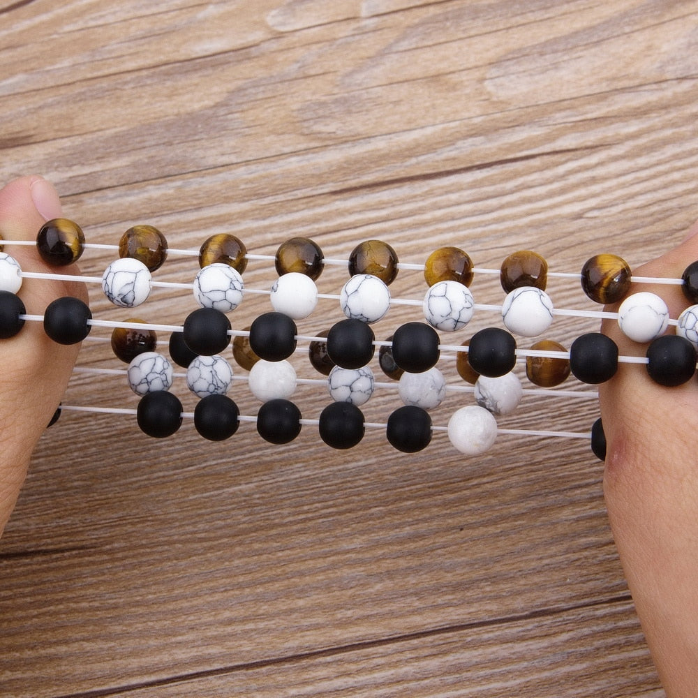 Matte Onyx Stone with Crown Beads Bracelet Liv'n Legacy 