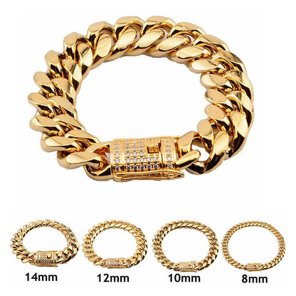 Cuban Link With Iced Out Clasp Liv'n Legacy Gold White 16mm x 22cm