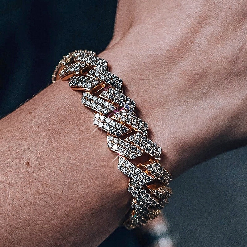 Men's Bracelet 2Row Cuban Bracelet Iced Out