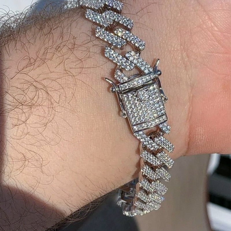 Men's Bracelet 2Row Cuban Bracelet Iced Out