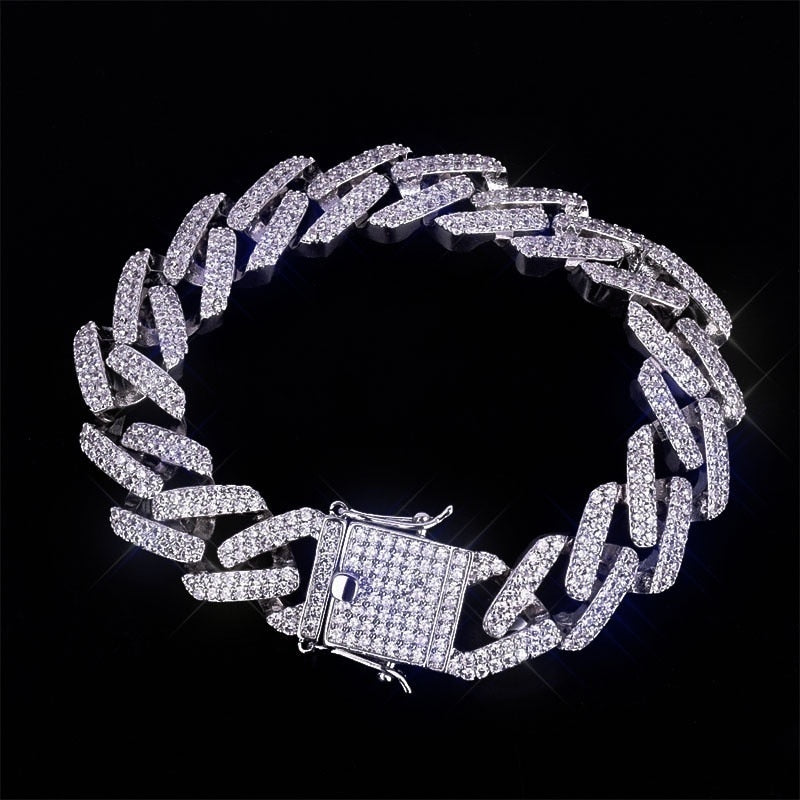 Men's Bracelet 2Row Cuban Bracelet Iced Out