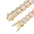 14K White Gold Square Stone 12mm Tennis Bracelet