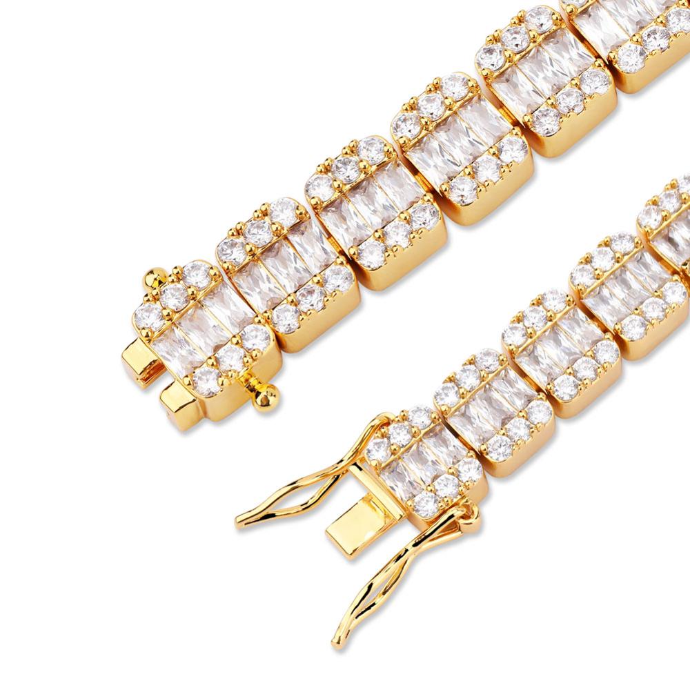 14K White Gold Square Stone 12mm Tennis Bracelet