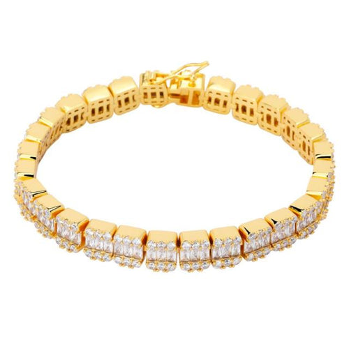 14K White Gold Square Stone 12mm Tennis Bracelet