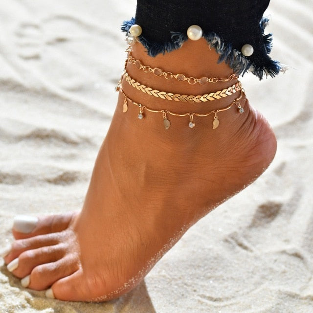 Shell Heart Summer Anklets