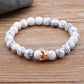 Matte Onyx Stone with Crown Beads Bracelet Liv'n Legacy White Howlite 1 