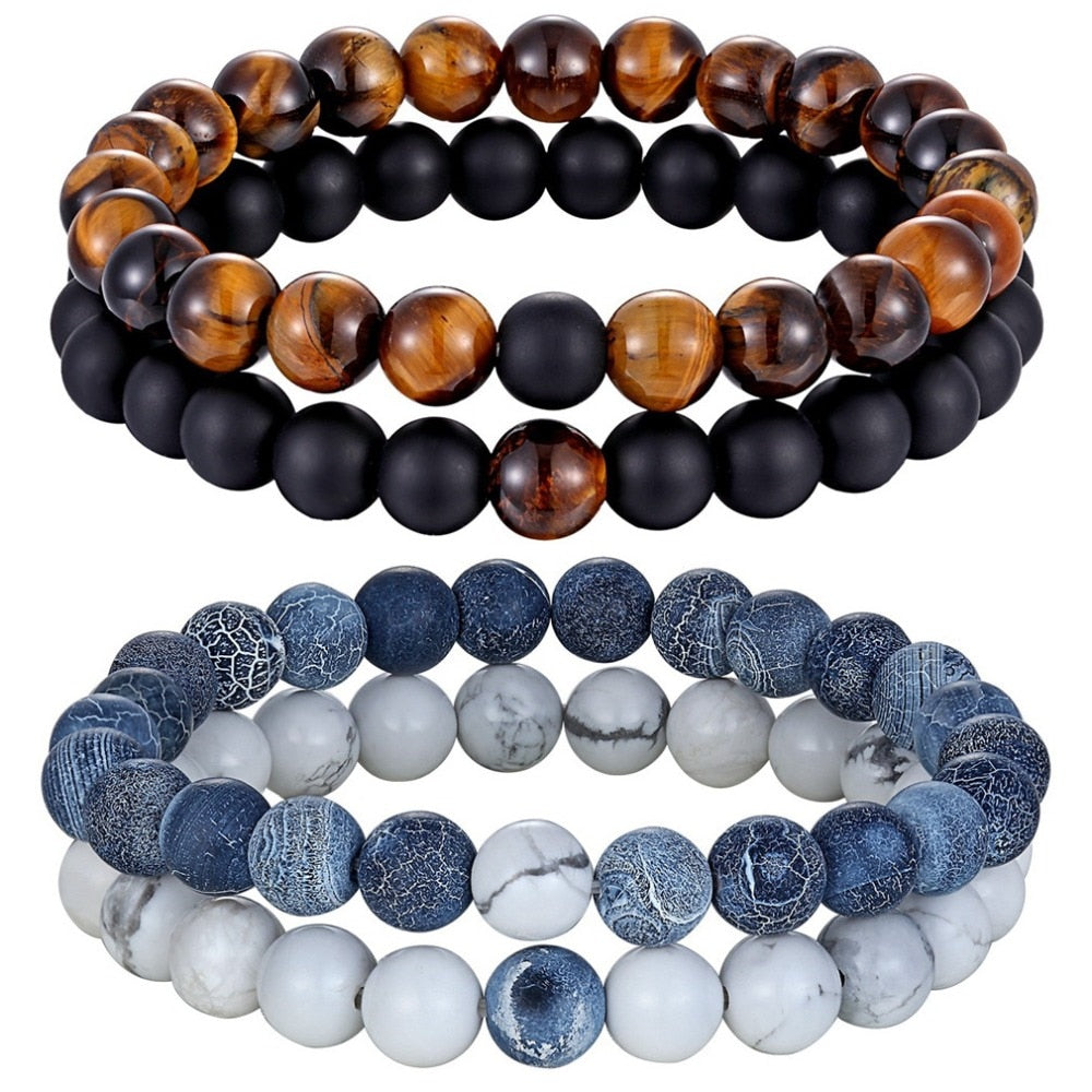 Couples Natural Stone Beaded Bracelet