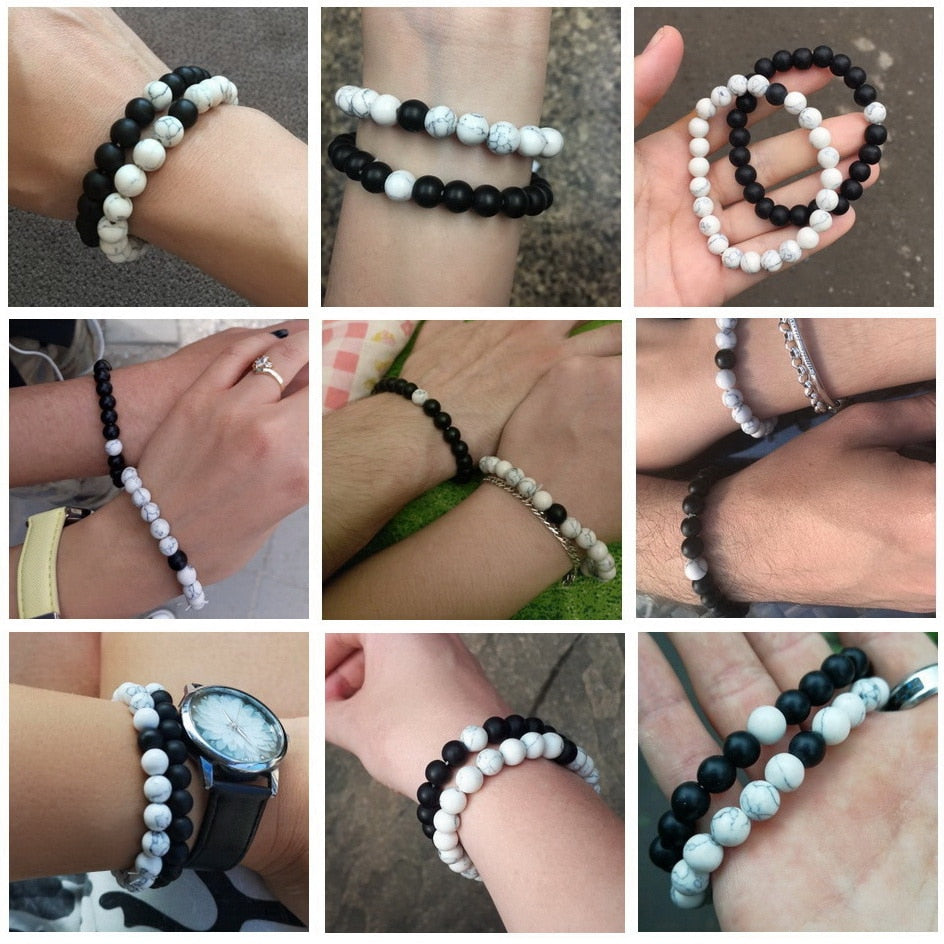 Couples Natural Stone Beaded Bracelet