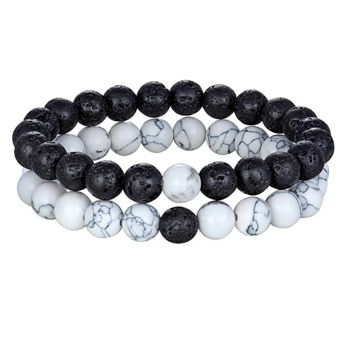 Couples Natural Stone Beaded Bracelet