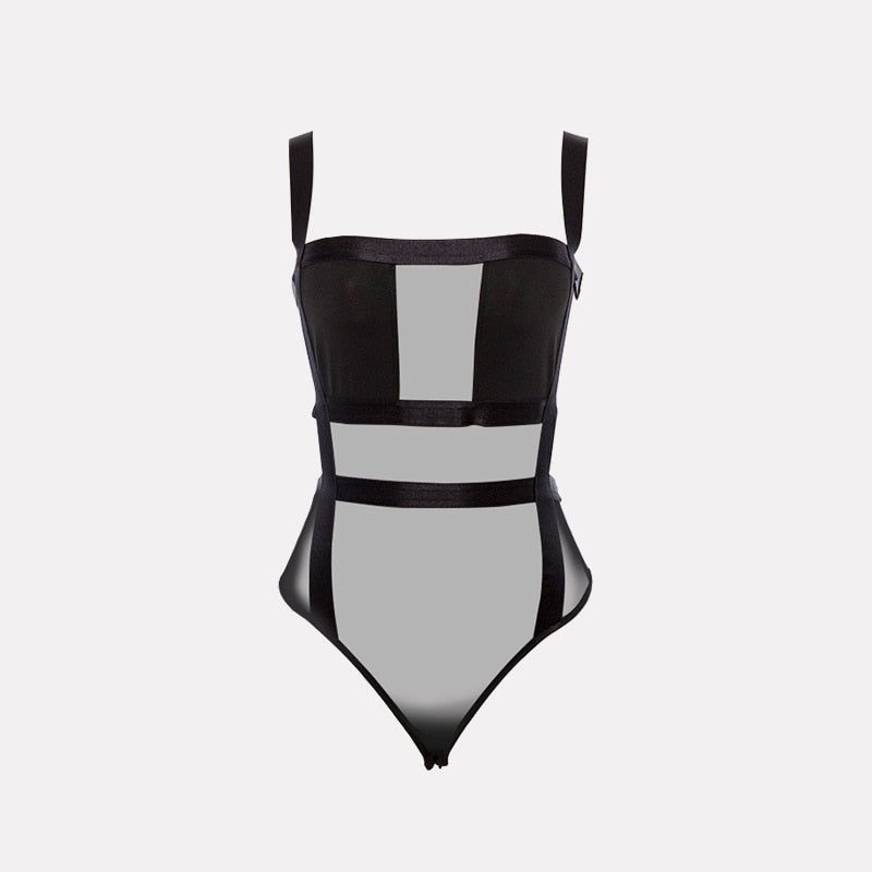 Casual Mesh Strap Bodysuit