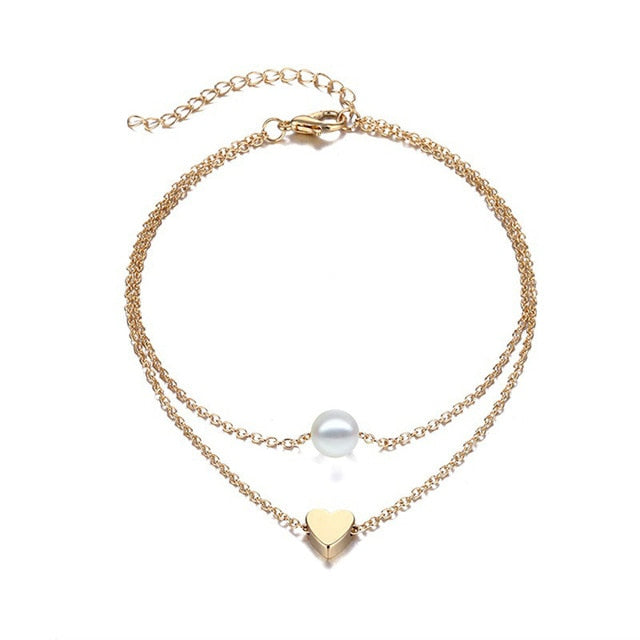 Simple Heart Anklet Bracelet