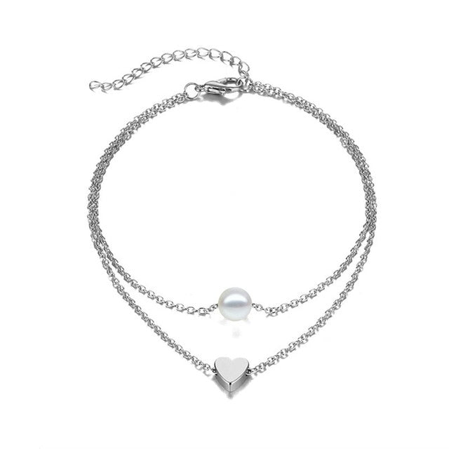Simple Heart Anklet Bracelet
