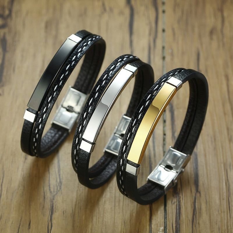 Unique Sew Lines Genuine Leather Bracelets