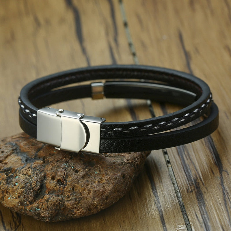 Unique Sew Lines Genuine Leather Bracelets