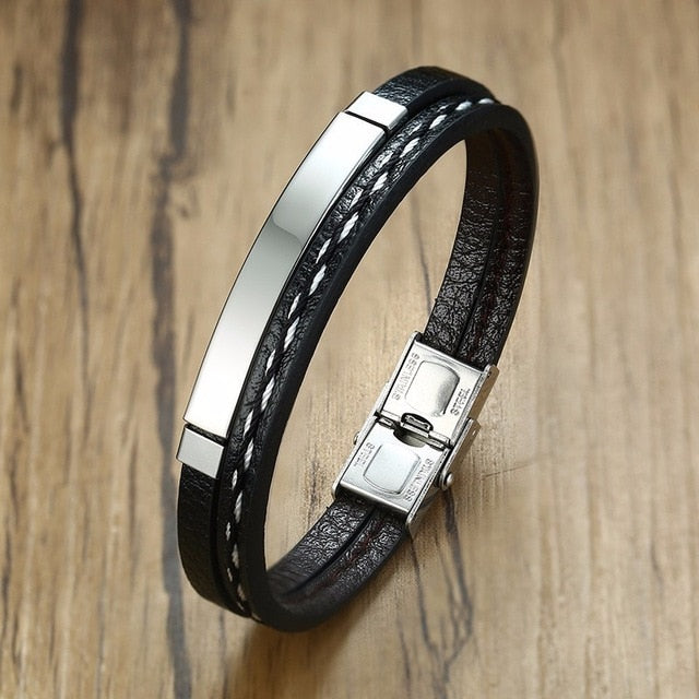 Unique Sew Lines Genuine Leather Bracelets