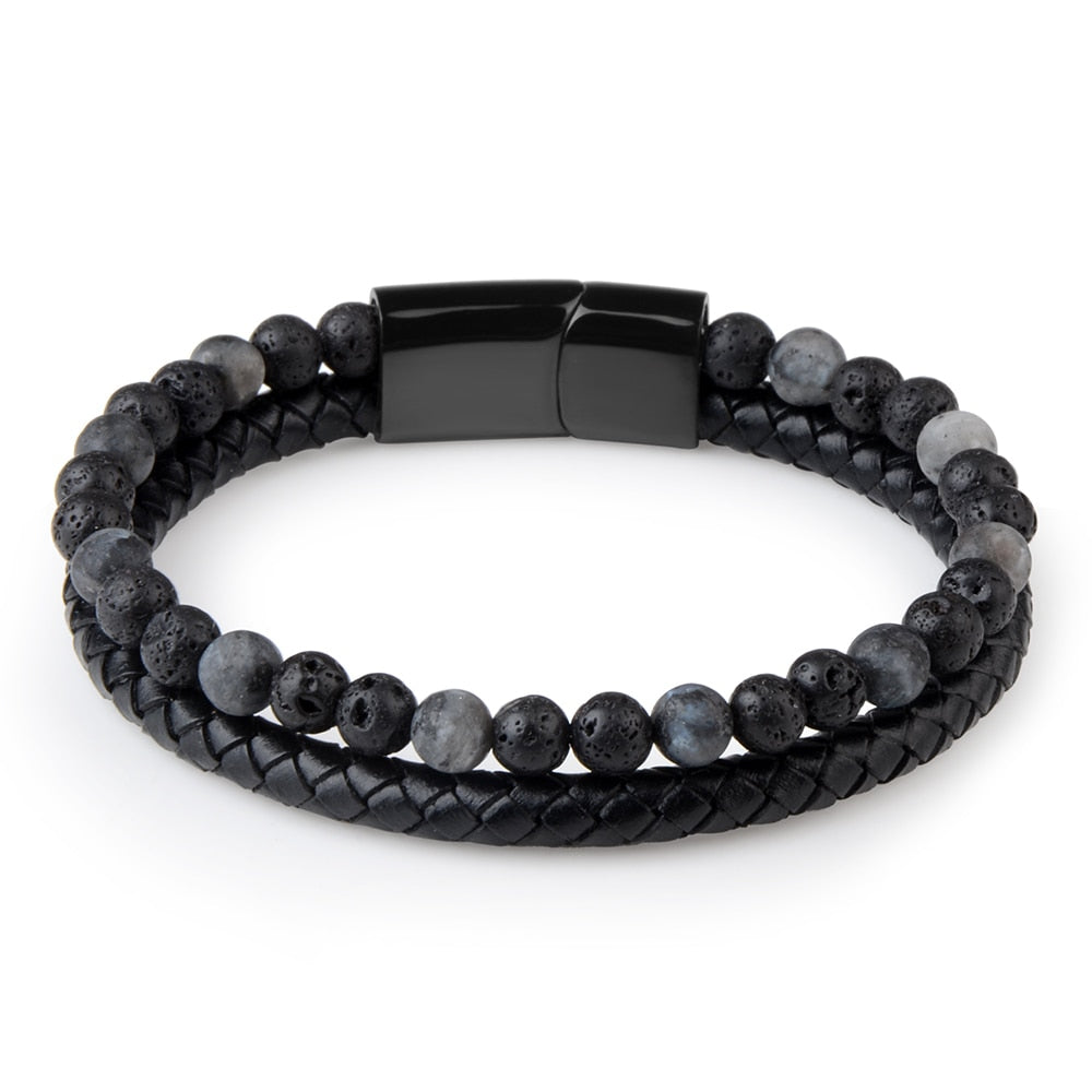 Natural Stone Genuine Leather Magnetic Bracelet