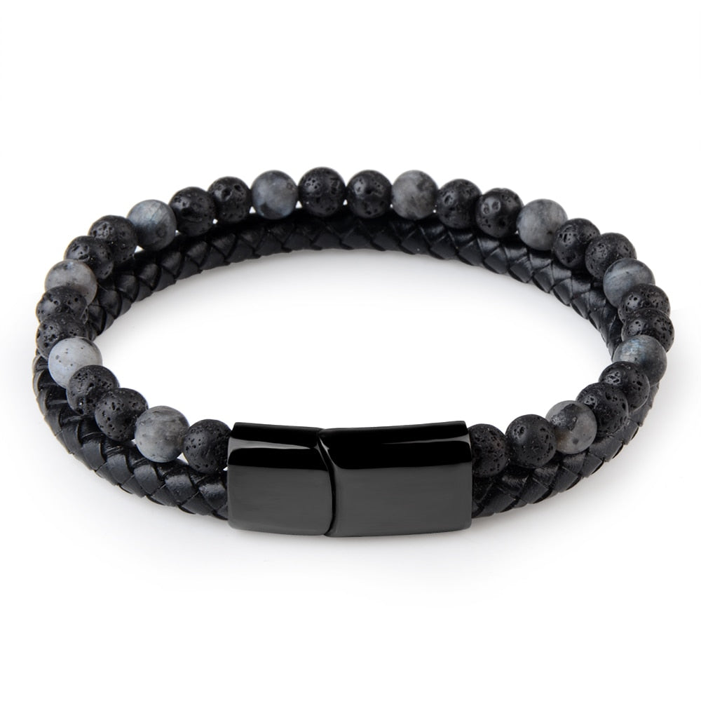 Natural Stone Genuine Leather Magnetic Bracelet