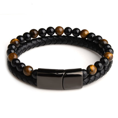 Natural Stone Genuine Leather Magnetic Bracelet