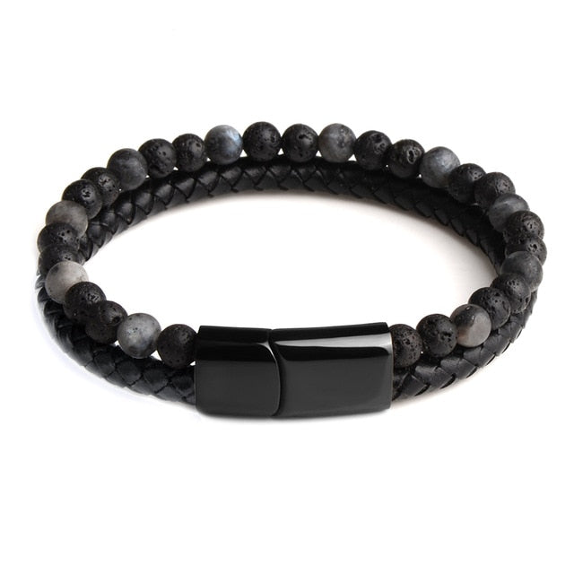 Natural Stone Genuine Leather Magnetic Bracelet