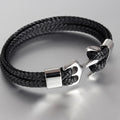 High Quality Titanium Steel Woven Anchor Leather Rope Bracelet