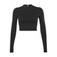 Solid Basic Long Sleeve Crop Top