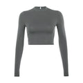 Solid Basic Long Sleeve Crop Top