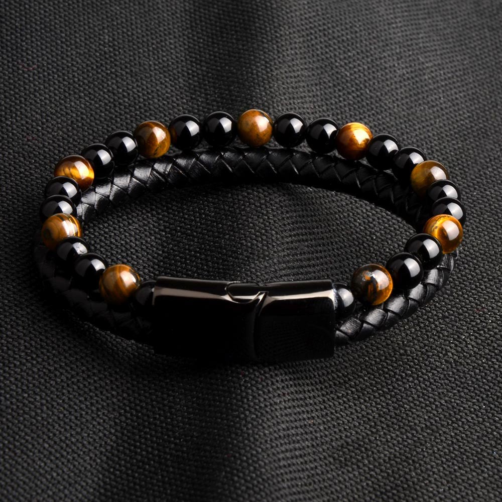Natural Stone Genuine Leather Magnetic Bracelet