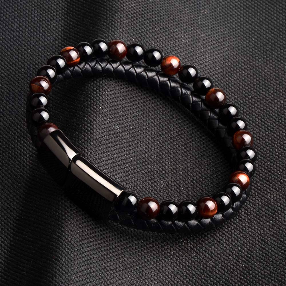 Natural Stone Genuine Leather Magnetic Bracelet