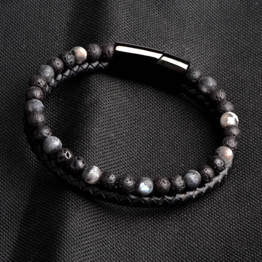 Natural Stone Genuine Leather Magnetic Bracelet