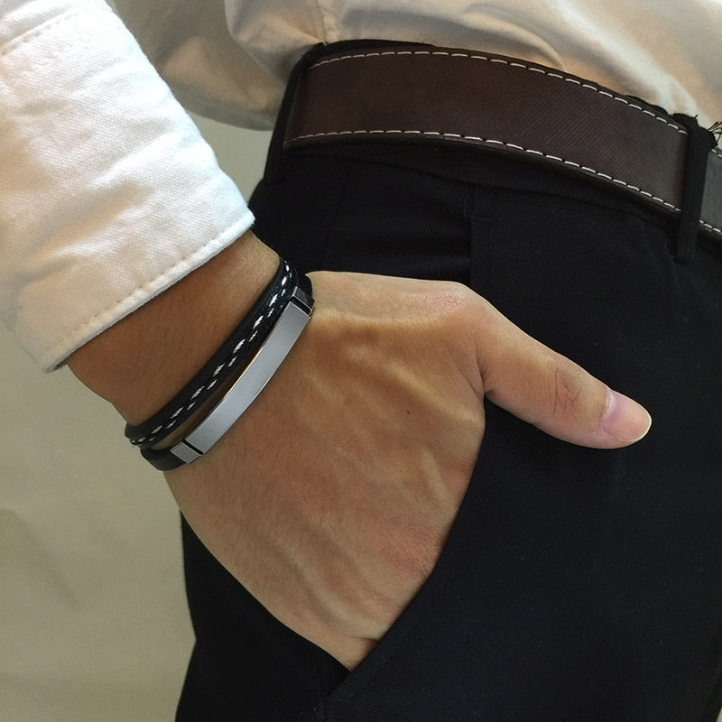 Unique Sew Lines Genuine Leather Bracelets