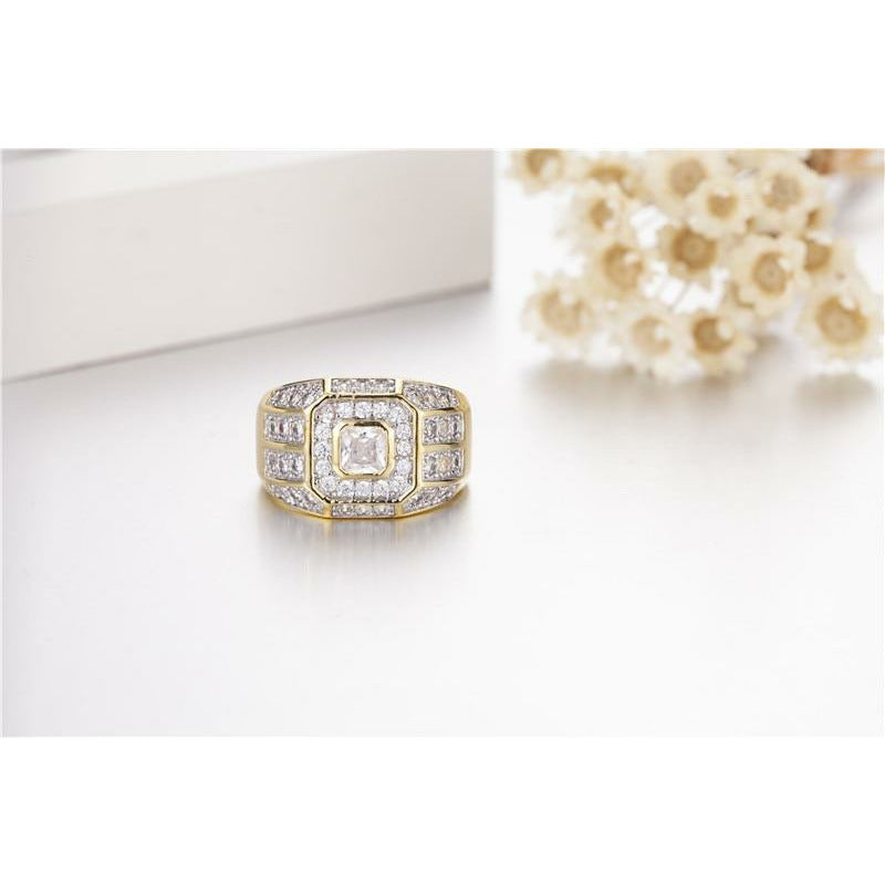 Square Gold Diamond Ring