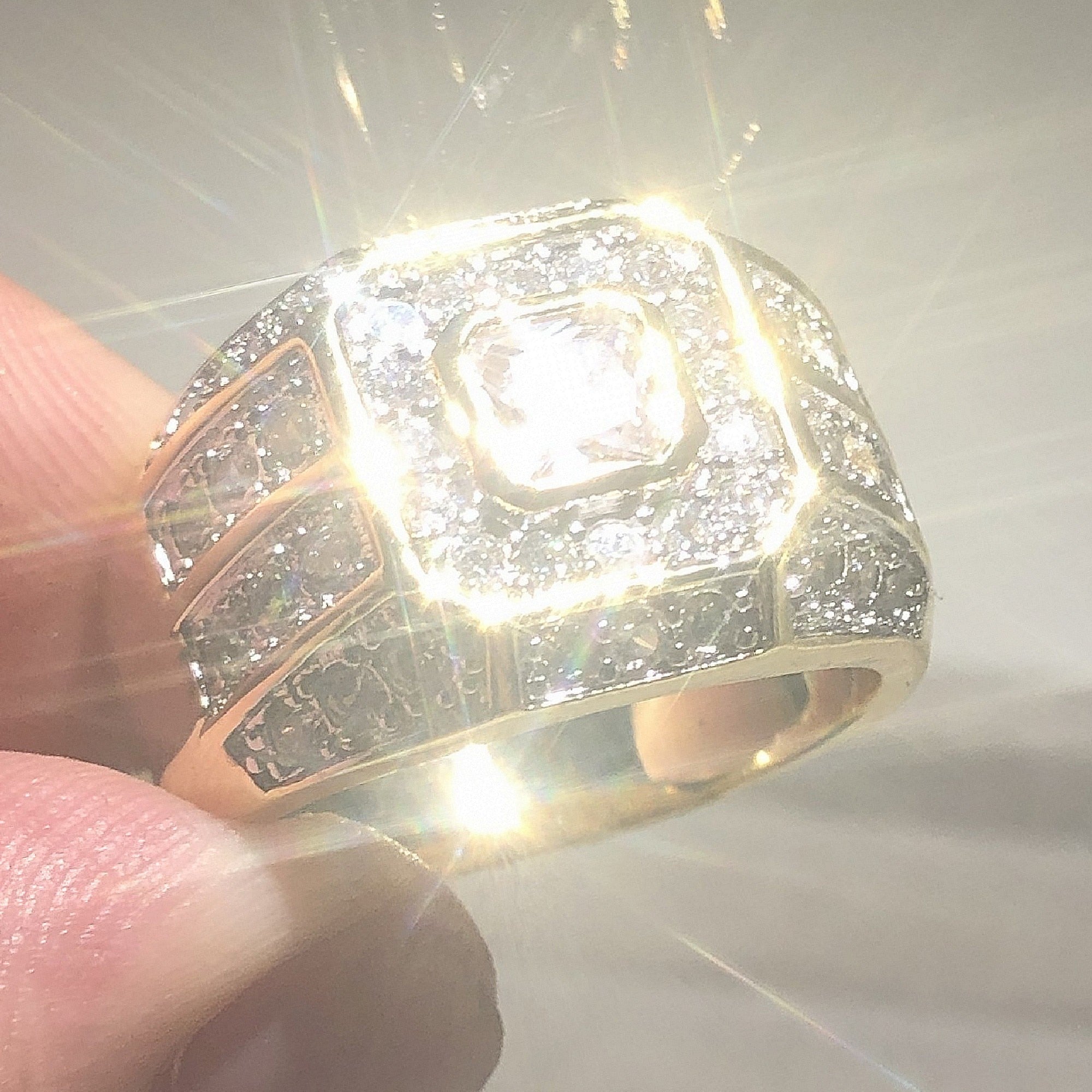 Square Gold Diamond Ring