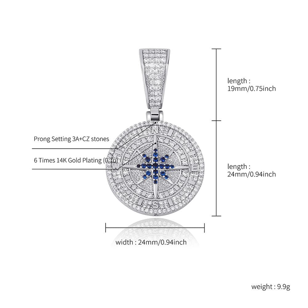 Iced Compass Pendant