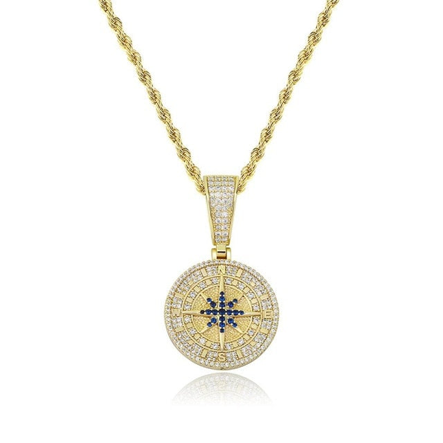 Iced Compass Pendant