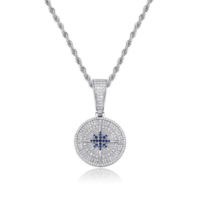 Iced Compass Pendant