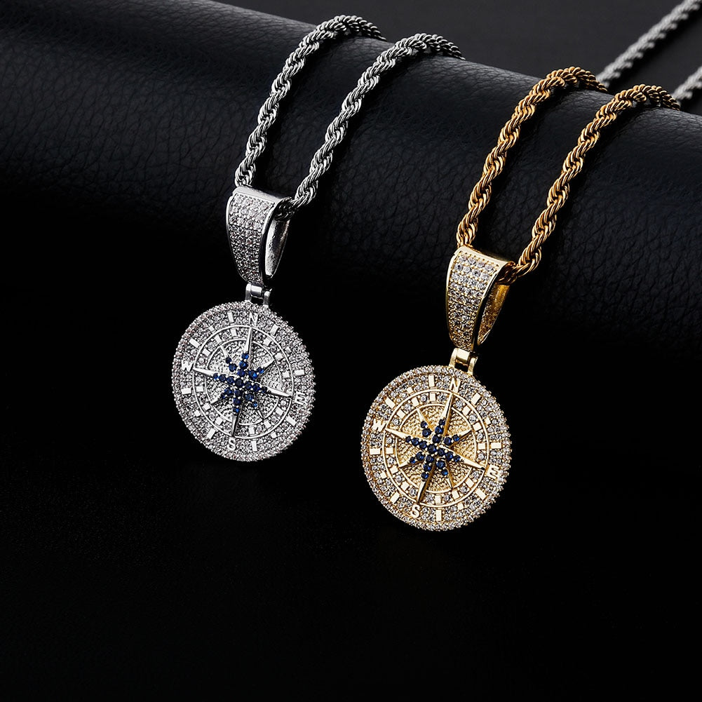 Iced Compass Pendant