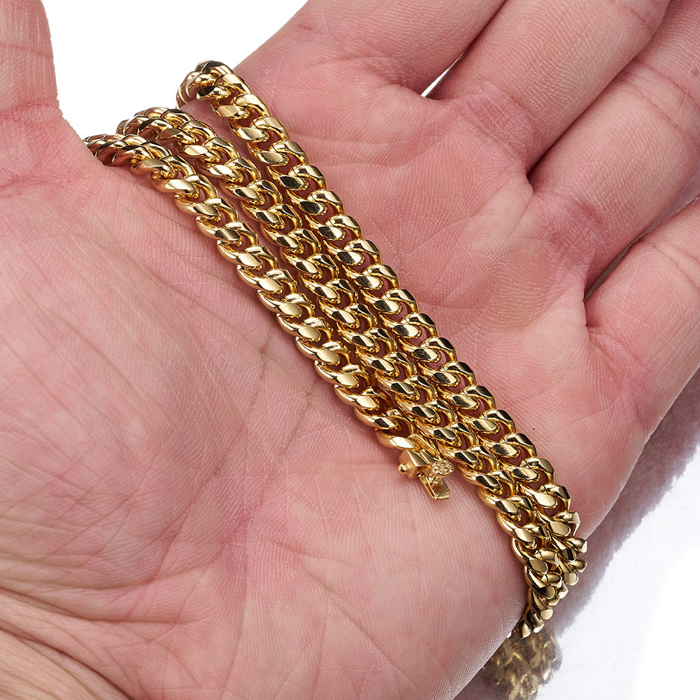 Gold Cuban Necklaces With Crab Clasp