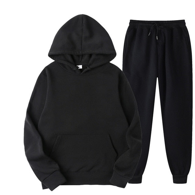 Solid Color Casual Hoodies & Pants