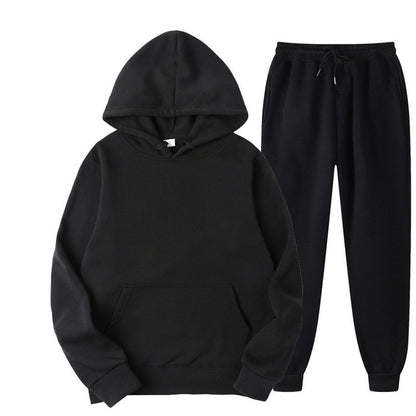 Solid Color Casual Hoodies & Pants