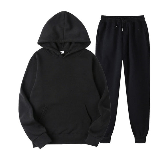 Solid Color Casual Hoodies & Pants