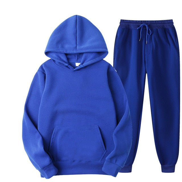 Solid Color Casual Hoodies & Pants