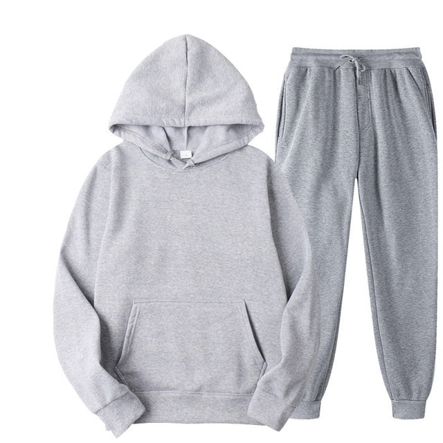 Solid Color Casual Hoodies & Pants