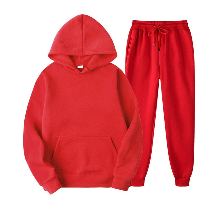 Solid Color Casual Hoodies & Pants